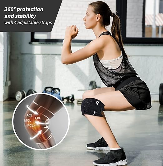 Knee Braces for Active Plus Knee Pain Relief, Women Men Brace for Sciatica as Seen on TV Back Brace, Lower Back Pain Women Men - Can Be Discretely Worn Under Clothes (Black)