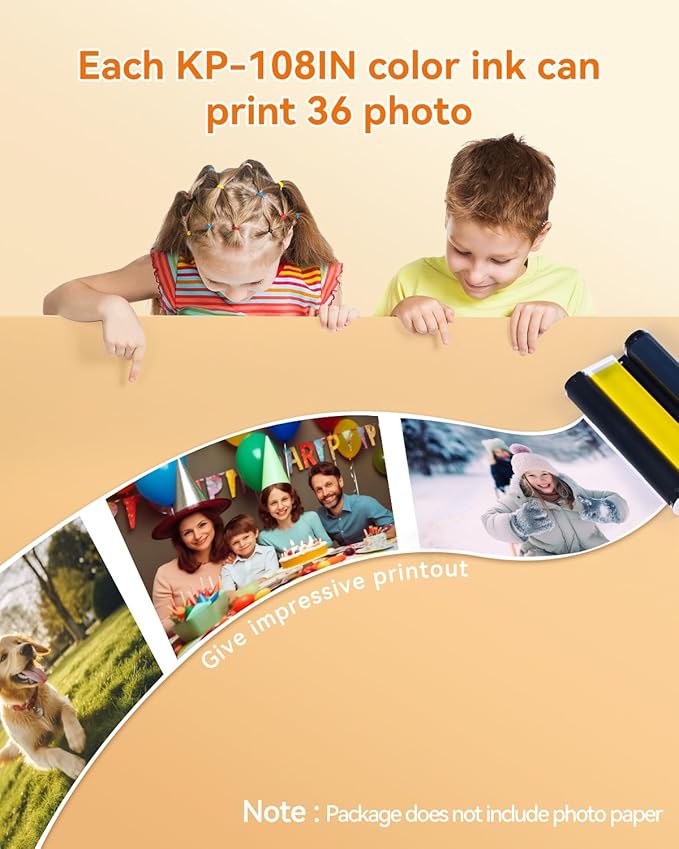 Selphy CP1300 CP1500 KP-108IN Color Ink Cassette Compatible with Canon Selphy CP1200 CP1000 CP910 CP900 CP760 CP740 CP Wireless Compact Photo Printer 4 x 6 inch (KP108 Ink only, No Paper), 2-Pack