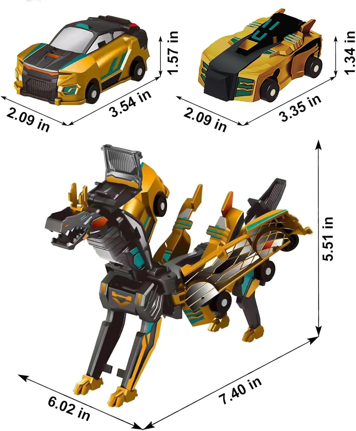 Flying Dragon/Car Toy, 2-in-1 Crash Transform for Kids 3+ Durable ABS Plastic, Magnetic Crash Transform, No Battery Needed, Indoor Travel Play, Boys Birthday Gift
