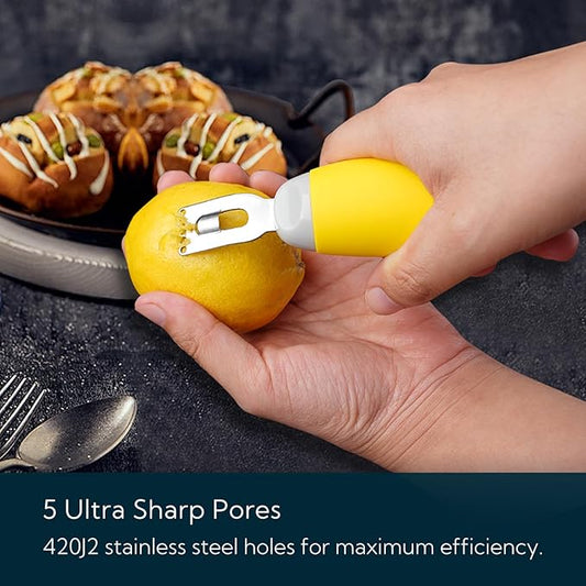KITCHENDAO Citrus Lemon Peeler Zester Tool with Specially Designed Channel Knife to Save Effort, Ultra Sharp Lemon Rind Twist Peeler Tool Bar Bartender Lime Lemon Stripper for Cocktails Kitchen