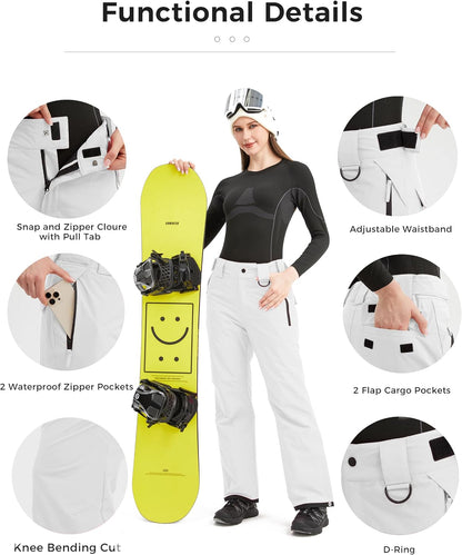 Women's Mountain Insulated Snow Waterproof Ski Pants Winter Outdoor Cargo Pants