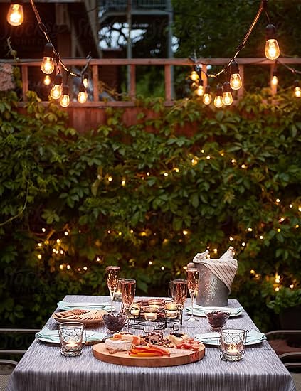 Svater Outdoor String Lights 150FT, E26 Socket, 48pcs S14 Shatterpoof Bulbs, 1 Watt Dimmable 2700K Warm White, IP65 Waterproof Commercial Grade Patio Lights(3 Pack X 50FT)