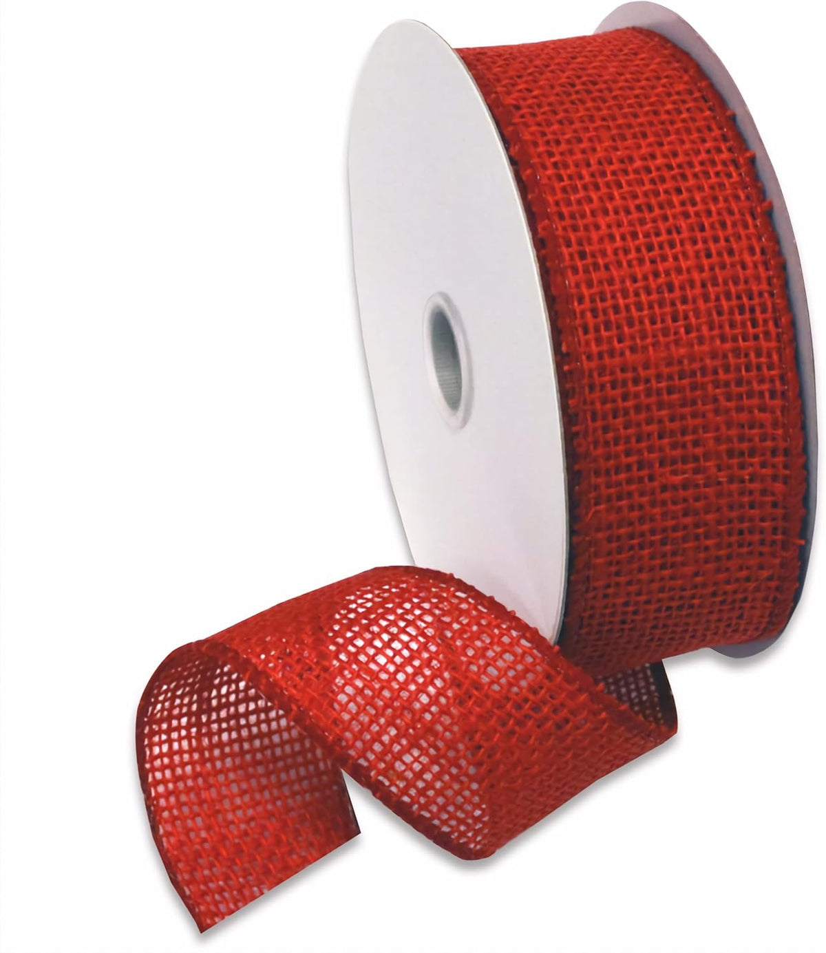 Morex Natural Burlap Wired Ribbon for Decorations, Holidays, Parties, Home and Outdoor Decor, 1.5" x 10 Yd, Rose Red