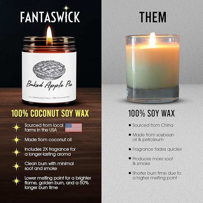 Fall Candle | 100% Natural Coconut Soy Wax | 9oz | Baked Apple Pie