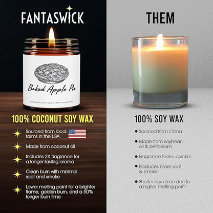 Fall Candle | 100% Natural Coconut Soy Wax | 9oz | Baked Apple Pie