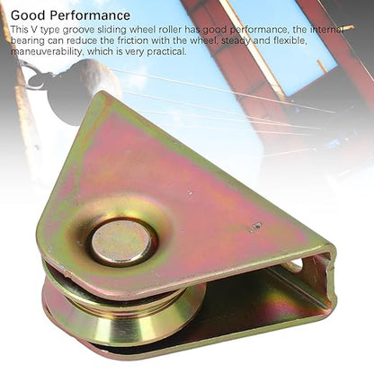 V Groove Track Roller, Abrasion Galvanized Alloy Steel 2PCS Removable Rustproof 150kg Load Bearing V Groove Wheel Pulley for Motorized Doors