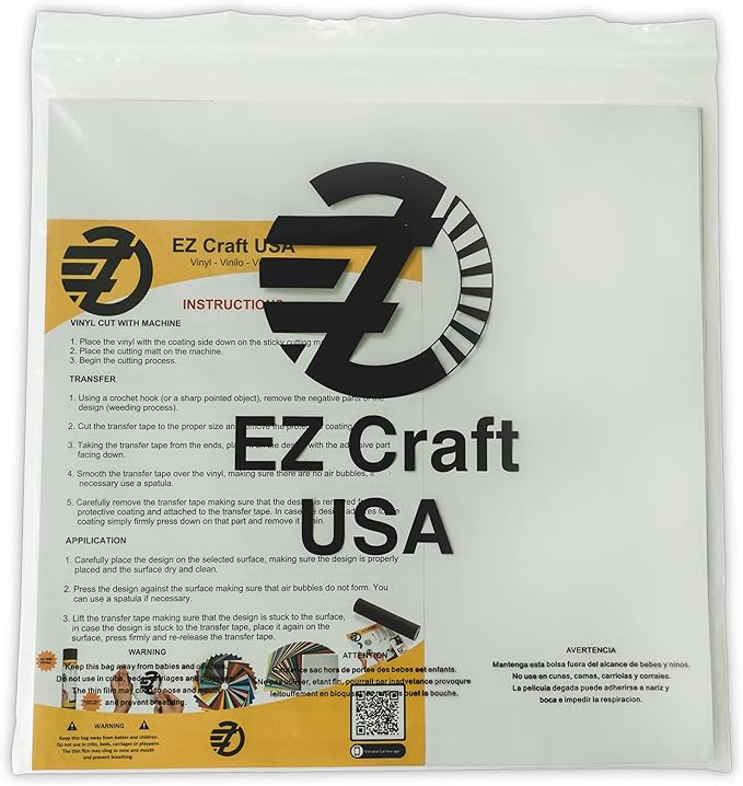 EZ Craft USA Glossy Adhesive Backed Vinyl Sheets (1, White)