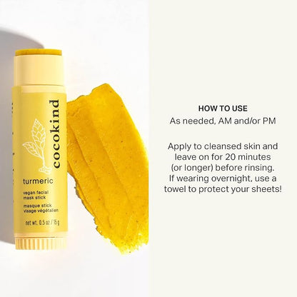 Cocokind Turmeric Mask Stick, Spot Treatment with Organic Turmeric, Tea Tree Oil, and Ginger Root, For Dark Spots and Acne