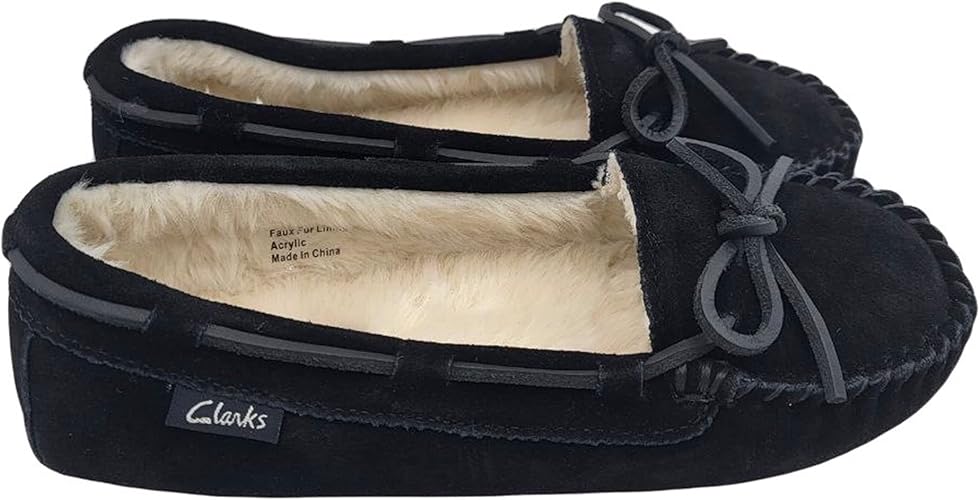 Clarks Womens Suede Moccasin Slippers