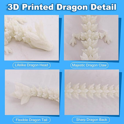 Dragon Eggs with Dragon Inside 3D Printed, Mystery Dragon Egg Articulated Crystal Fidget Toy for Kids Adults Women Men Funny Gift Desk Decor(White)