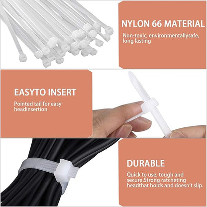 Zip Ties Heavy Duty Nylon Self-locking Wire Ties 30 Pack - White (24 Inch)