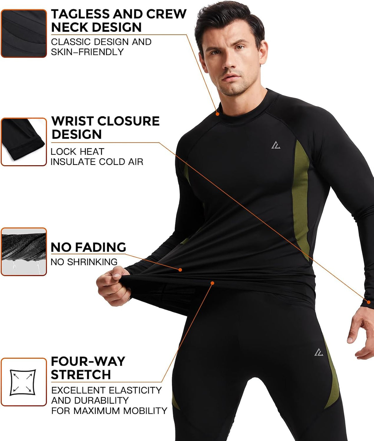 CL convallaria Thermal Underwear Long Johns Set Mens Winter Gift Hunting Gear Sport Base Layer Bottom Top