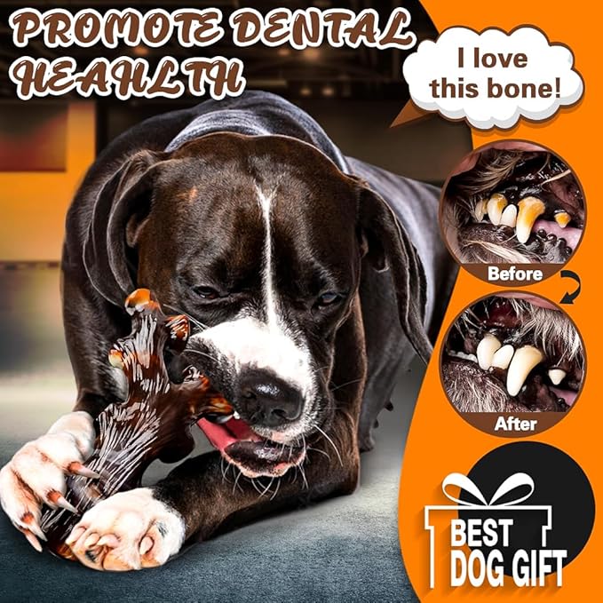 Pack of 4 dog chew toys for aggressive chewers, sturdy and indestructible bacon flavored dog toys, durable nylon bone toy for breeds