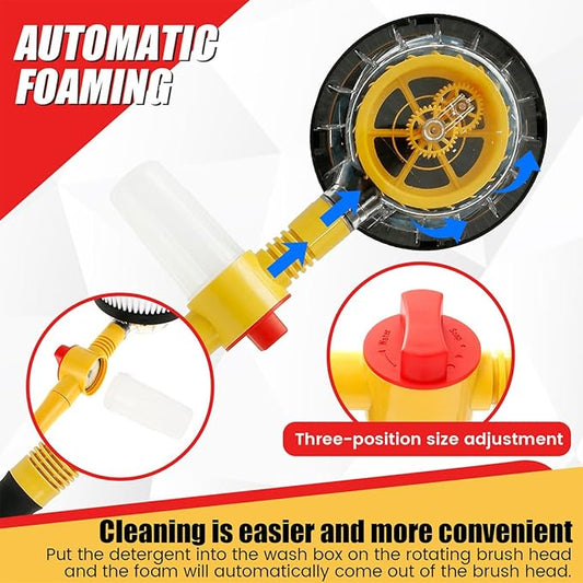 Automatic rotating car wash brush, multifunctional car foam cleaning kit with 360 rotating head, portable chenille brush for car cleaning,