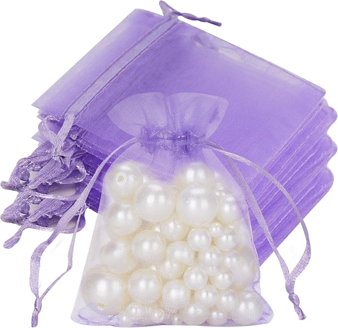 joycraft Organza Bags 2.7x3.5 inch - Light Purple Drawstring Gift Packaging Pouch with Breathable Mesh for Wedding Favors, Jewelry Dis ( 50 )play, Candy Bags | Reusable Craft Supplies, Small Business