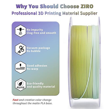 ZIRO Fast Gradient PLA, Multi Colors 3D Printer Filament, Dawn Whisper