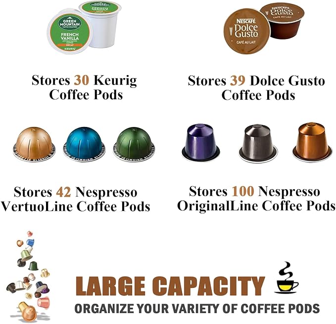 Charmount Coffee Pod Holder, Capacity K Cup Holder and Espresso Pod Holder