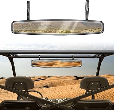 Dasen Wide Rear View Mirror-15" Rear View Convex Mirror w1.75" Adjustable Clamp Kit 1.5 Inch Rubber Gasket Roll Round Bar Off-Road Fit Polaris Ranger RZR XP Maverick MAX ATV UTV