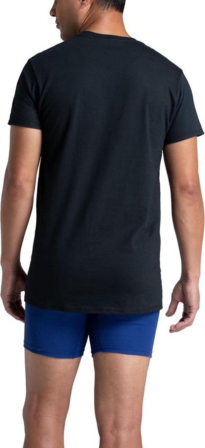 Fruit of The Loom Men's Crew Tee Undershirts, Moisture Wicking & Tag Free, Big & Tall (3XL) Black