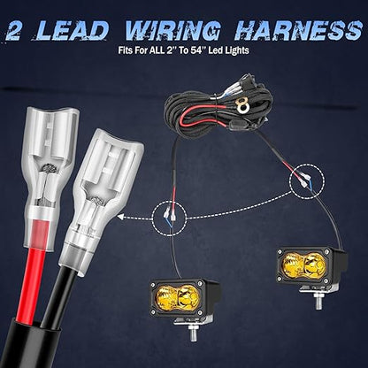 Wiring Harness 2 Lead, Fastchoy Auto 12v Nylon LED Light Bar Wiring Harness Kit for Fog Lights LED Pods Light Bars with 40A Relay Fuse Rocker Switch Automotive Wire Harness Kit for Truck UTV ATV