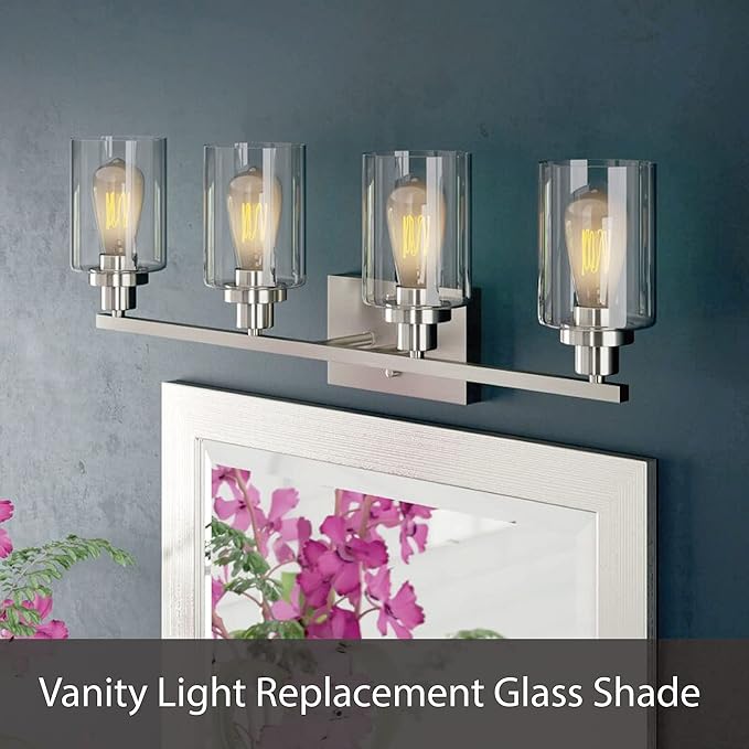 Aspen Creative 23611-01, Clear Cylinder Glass Shade, 4" Diameter x 6-12" Height, Center Hole: 42mm.