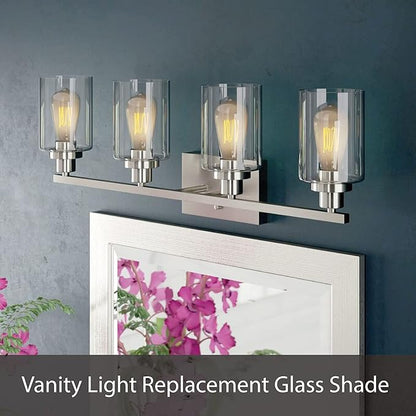Aspen Creative 23611-01, Clear Cylinder Glass Shade, 4" Diameter x 6-12" Height, Center Hole: 42mm.