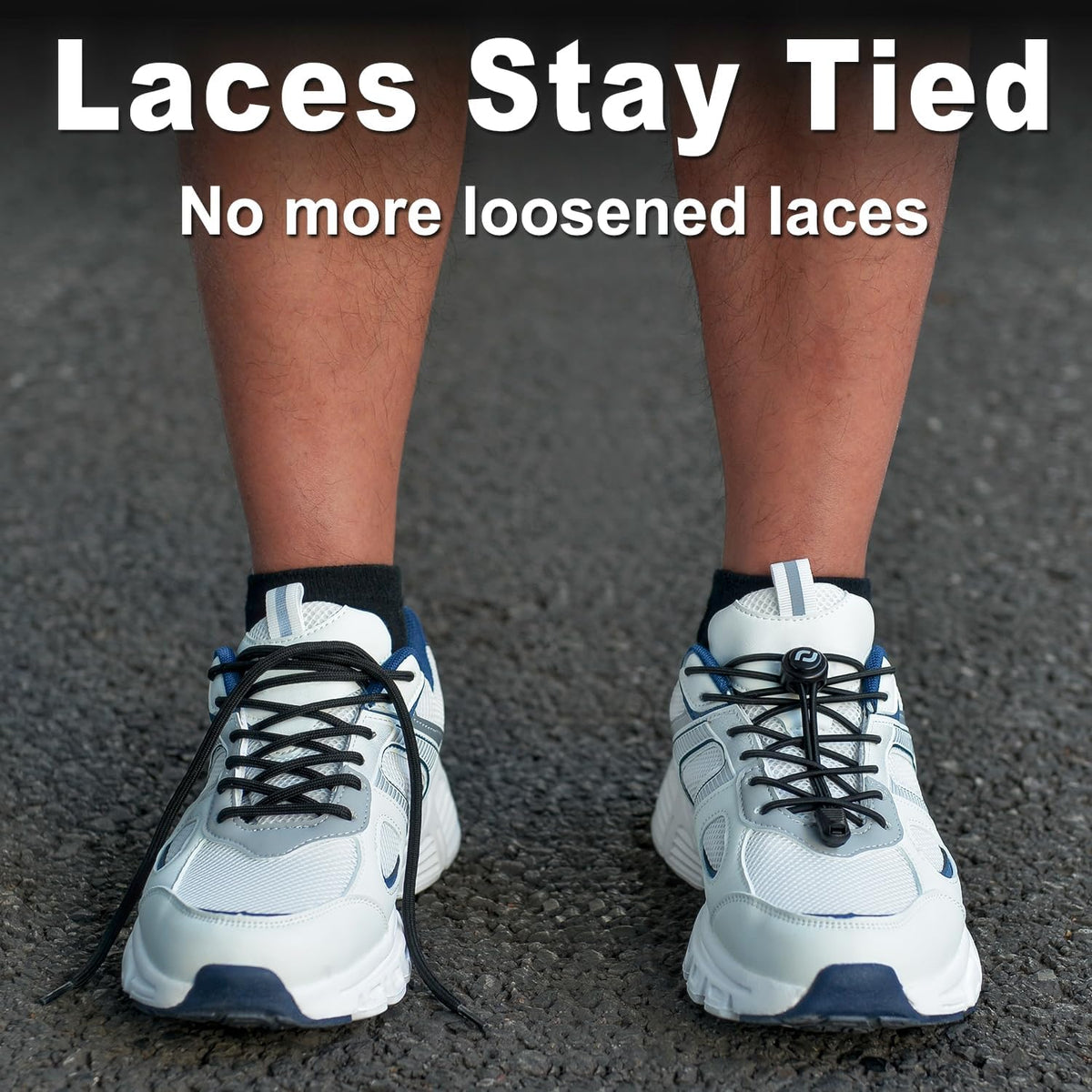 RJ-Sport Tieless Elastic Shoe Laces - Heavy Duty No Tie Shoelaces for Kids and Adult with Strong Lock and Speed Shoestrings