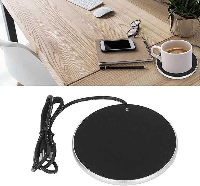 Constant Temperature Space Saving Coffee Mug Warmer Smart USB Candle Warmer, Tempered Glass, Small Portable, Automatic Function Ideal Coffee Gifts Accessories Keep Beverages Coffee Warmer (1)
