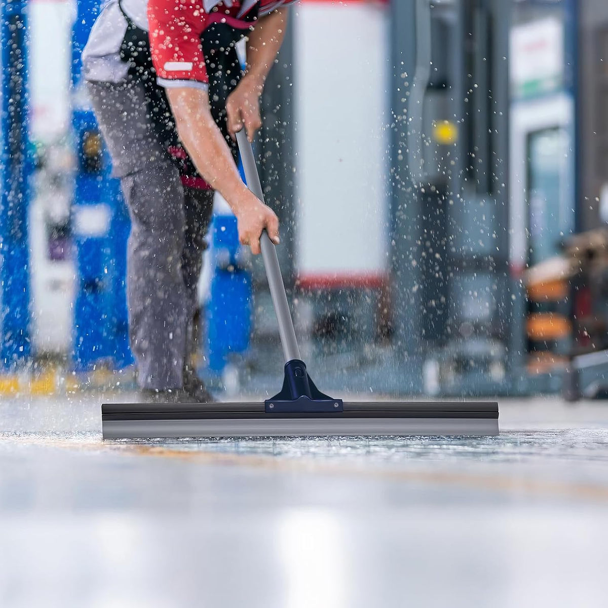 Floor Squeegee for Concrete Floor, 30" Large Squeegee Broom, Heavy Duty Floor Squeegee for Tile with 51.5" Handle for Garage, Deck, Bathroom, Window, Glass