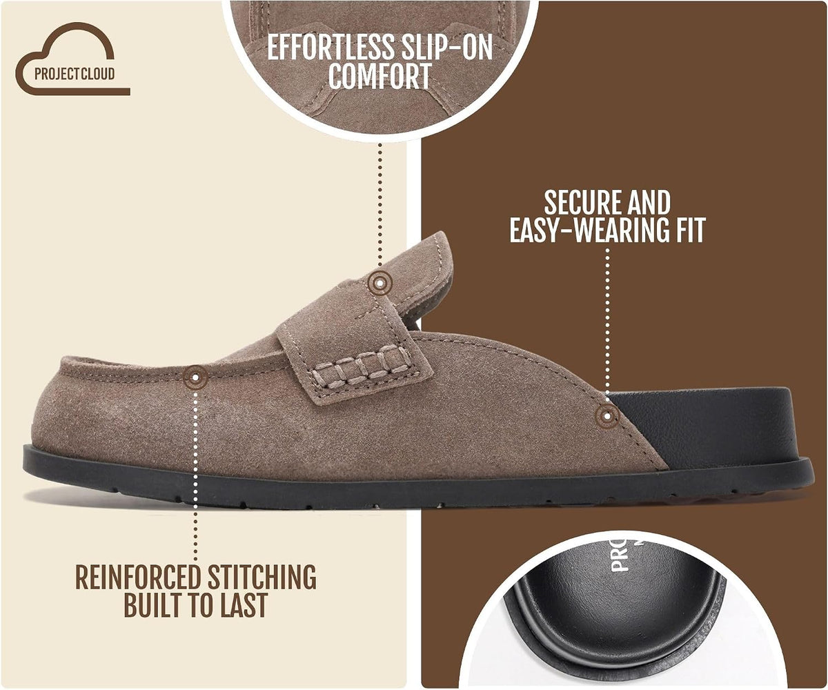 Size 9 Project Cloud 100% Genuine Leather Womens Clogs - Plush & Soft Insole with Arch Support Non Slip Mules & Clogs for Women Footwear - Water Resistant Women Shoes (Foamy)