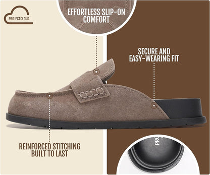 Size 9 Project Cloud 100% Genuine Leather Womens Clogs - Plush & Soft Insole with Arch Support Non Slip Mules & Clogs for Women Footwear - Water Resistant Women Shoes (Foamy)