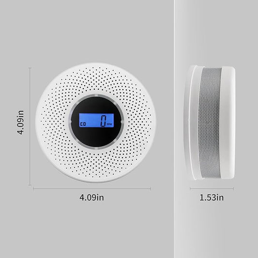 Smoke Detector Carbon Monoxide Detector Combo with Digital Display and Sound Light Alarm, 2-in-1 Smoke  CO Alarm with Battery Operated for Home, Travel or RV