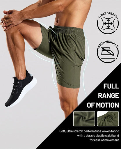 Men's Workout Running Shorts 7 Inch Lightweight Athletic with Zipper Pockets No Liner Quick-Dry Gym Active Shorts