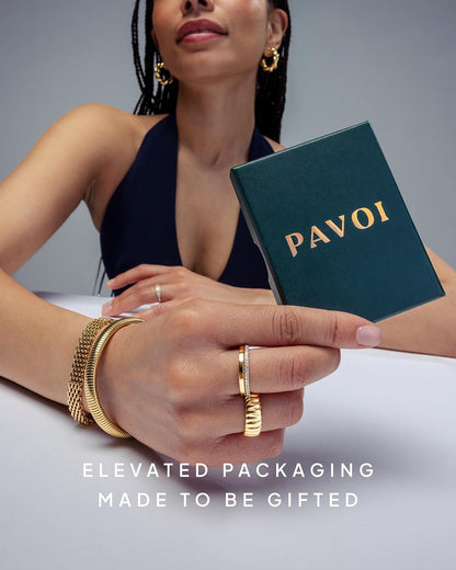 PAVOI 14K Gold Plated Hand Chains for Women - Adjustable Hand Chain Bracelet and Ring - Trendy Gold Handchain Bracelet Stack Summer Jewelry - Cubic Zirconia Body Jewelry