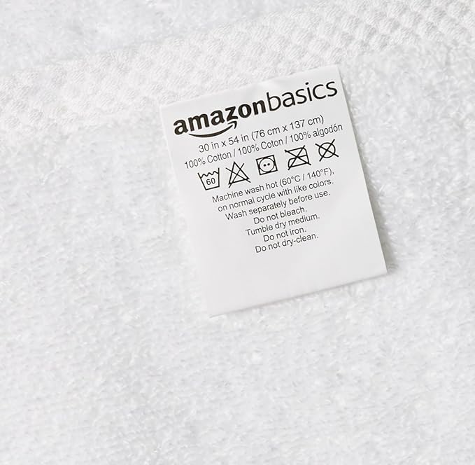 Basics - 2 Piece Quick-Dry Oversize Bath Towel, 100 Cotton, White, 54" x 30"