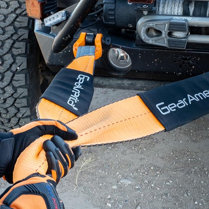 GearAmerica Aluminum 2x2 Hitch Receiver  Mega Shackle 32,000 lbs (16T) MBS, 16,000 lbs (8T) WLL - for Heavy Duty Towing and Off-Road Recovery - Includes Shackle, Washers  Pin - Black  Blue