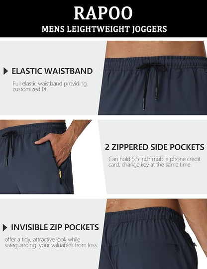 Rapoo Mens Lightweight Hiking Pants Quick Dry Stretch Joggers for Running Workout Casual