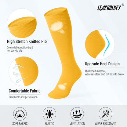 LEACOOLKEY Baseball Belt and Socks Combo Set Adjustable Softball Socks and Elastic Belt for Youth and Adult