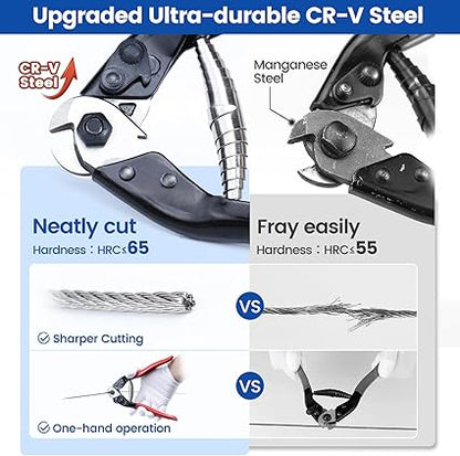 Muzata Cable Cutter Wire Cutter Heavy Duty Up to 18" 532" Stainless Steel Aircraft Wire Rope for Deck Railing Metal Fence Bicycle Brake Bike Cutter DIY Project CR12