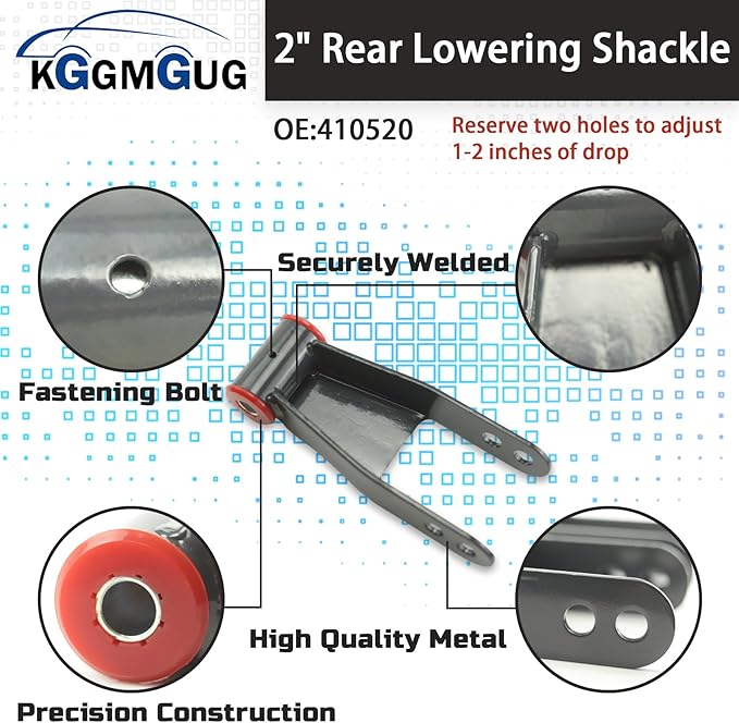 2" Rear Lowering Shackle 410520 Fits For Chevy Silverado C1500 C2500 K1500 K2500 SuburbanSierra C1500 C2500 Rear Drop Shackle
