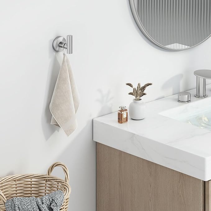 Angle Simple Robe Towel Hook, SUS 304 Stainless Steel Bathroom Hand Towel Coat Hook for Wall, Brushed Nickel