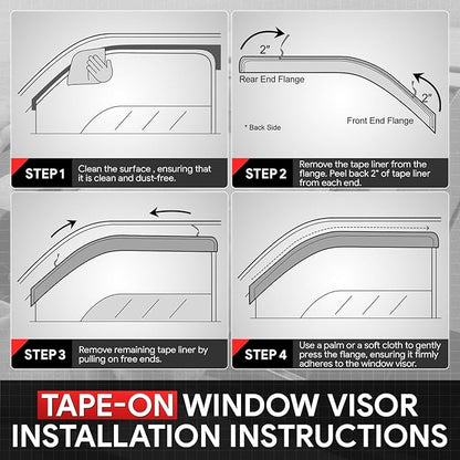 DNA MOTORING Front, Rear, Left, Right Window Visor Deflector RainSun Guard Compatible with Kona 2018-2024, WVS-307