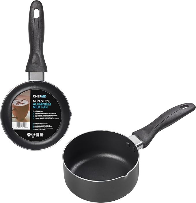 10E11060 Non Stick Milk Pan, 30.3 x 14 x 6.4 cm, Black