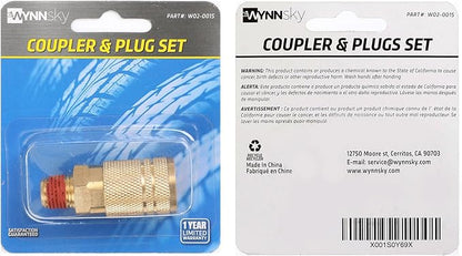 WYNNsky Industrial Air Coupler, 14 Inch Body Size, 14 Inch NPT Male Threads Size, Brass Air Hose Fitting