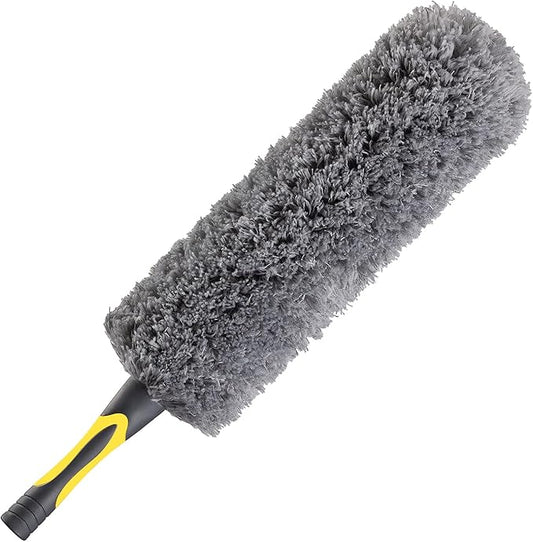 Flexible Microfiber Feather Duster, Electrostatic & Bendable Ceiling Fan Duster, Non-Slip Hand-Grip, Fits All Extension Poles with Standard US Acme Thread (Pole Sold Separately)