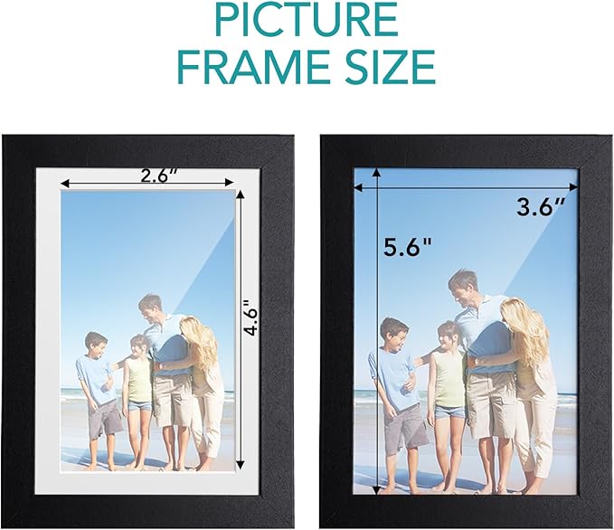 TWING 4x6 Picture Frame,Display Pictures 3x5 with Mat or 4x6 Without Mat,Small Picture Frame for Wall and Table Top Display,Black,1 Pack