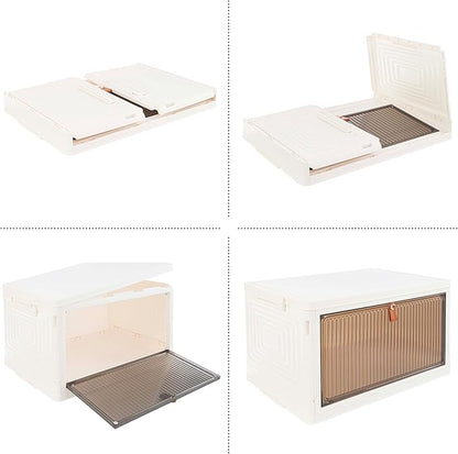 Home-Complete Collapsible Storage Bin - 23Qt Capacity Organizer with Lid and Large Front Door - Stackable Storage Containers for Any Room