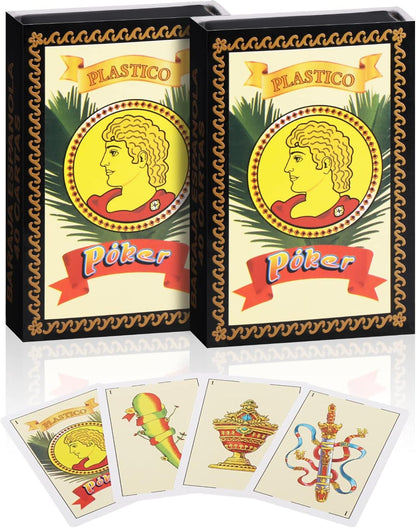 CDBXRA 2 Decks Spanish Playing Cards Cartas Españolas, Baraja Española, Briscas Cards Puerto Rico, Mexican Playing Cards, Plastico Spanish Cards, Barajas Espanolas Plasticas(with Playing Card Boxes)