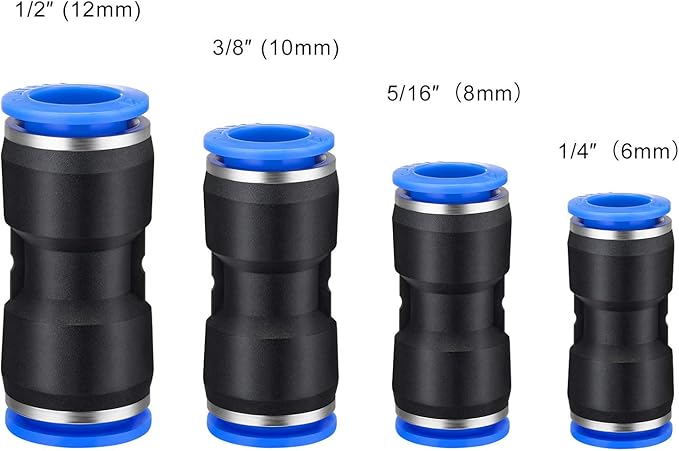 Honoson 40 Pieces Straight Push Connectors, Push To Connect Fittings Quick Release Pneumatic Connectors Air Line Fittings Connect Air Hose Fittings, 2 Way