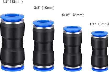 Honoson 40 Pieces Straight Push Connectors, Push To Connect Fittings Quick Release Pneumatic Connectors Air Line Fittings Connect Air Hose Fittings, 2 Way